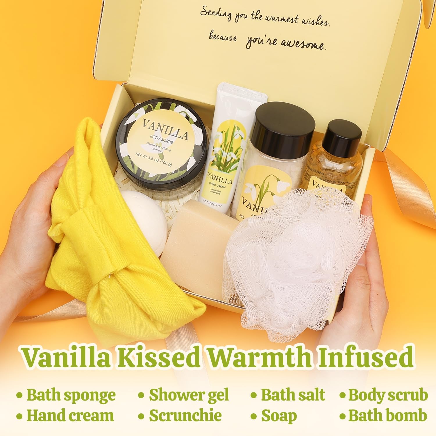 Gift Set for Women 8Pcs Bath and Body Gift Baskets for Women, Vanilla Self Care Gift Ideas Birthday Gifts for Women, Mothers Day, Christmas Gifts for Women