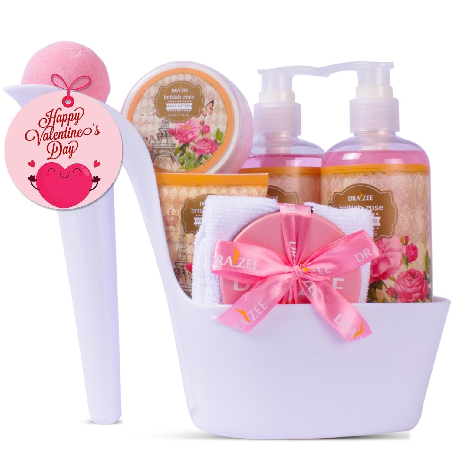 Bath and Body Gift Set - 8 Pcs Luxury Rose Scented Heel Shoe Spa Gift Set for Women - Shower Gel, Bubble Bath, Body Butter, Body Lotion & More - Christmas Gifts for Women, Gift for Mom -